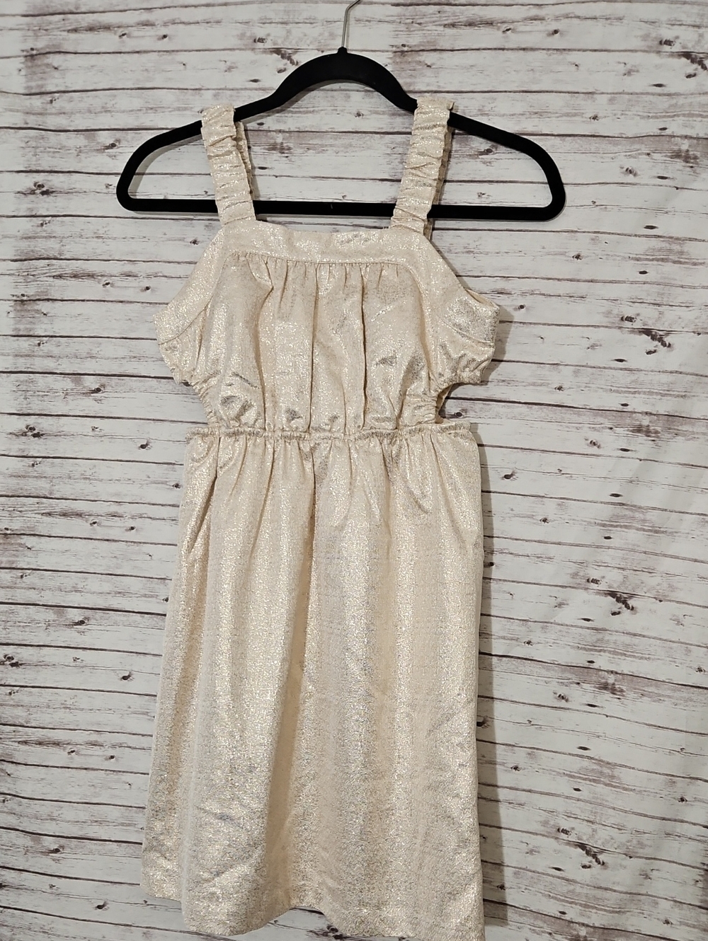 Tea Collection Cream Sparkle Ruffled Strap Dress